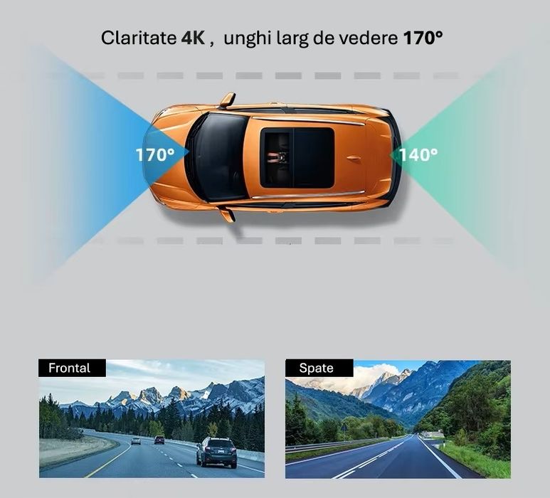 Camera de bord auto față/spate Dashcam Ultra 4K Wifi GPS