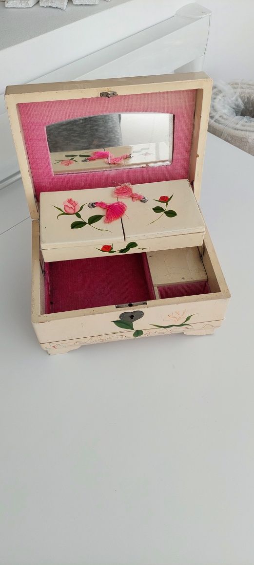 Caseta cutie bijuterii muzicala vintage colectie Japonia 1950 lemn