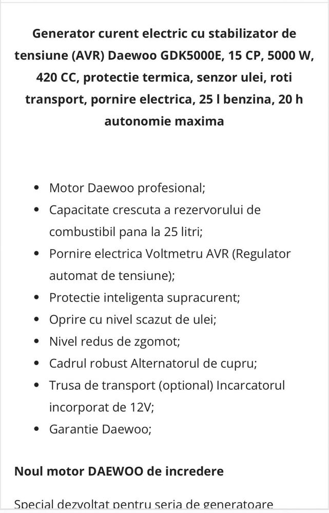 VAND URGENT Generator curent electric cu stabilizator de tensiune