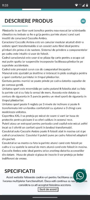 Căruț Coccolle Ambra 3 in 1, gri