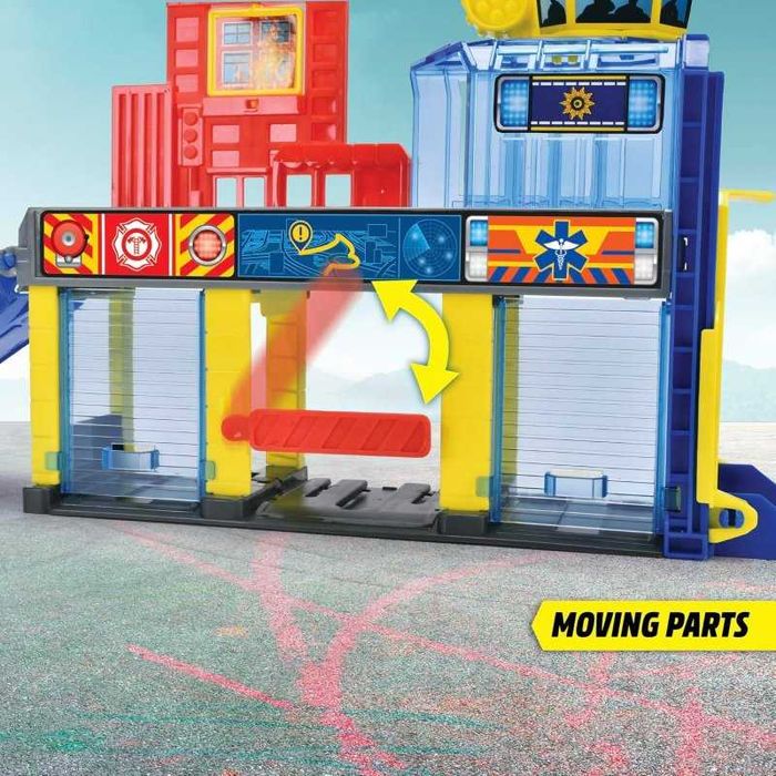 Гараж на два етажа с 3 коли Пожарна Полицейска кола Линейка Dickie