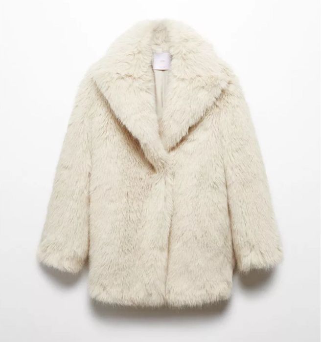 Палто MANGO с изкуствена кожа с косъм