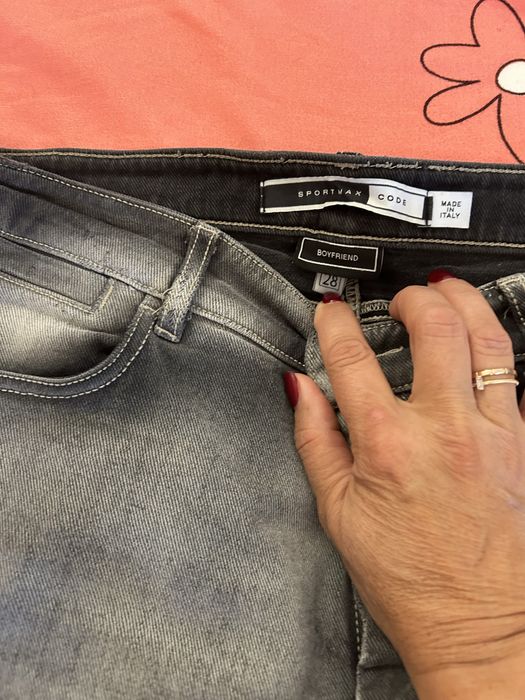 Jeans sportmax code si marella, pantaloni cu fata imitatie piele