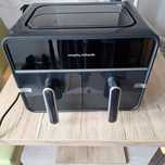 Air fryer Friteuza Morphy Richards 480020, 2 compartimente, panou tact