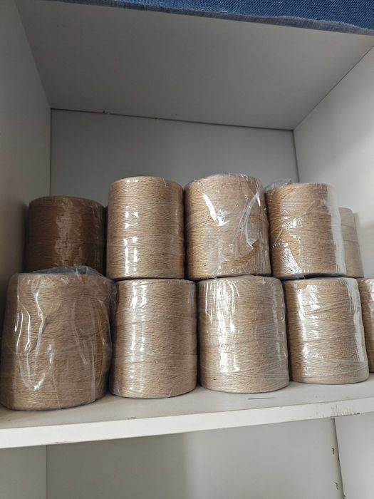 Джутовый шпагат 1000 м- натуральный, прочный, для упаковки, декора