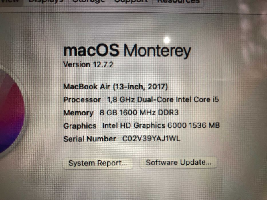 MacBook Air 13,3  2017 i5 1,8 GHz, flash 128 GB, 8 GB,  estetic CA NOU