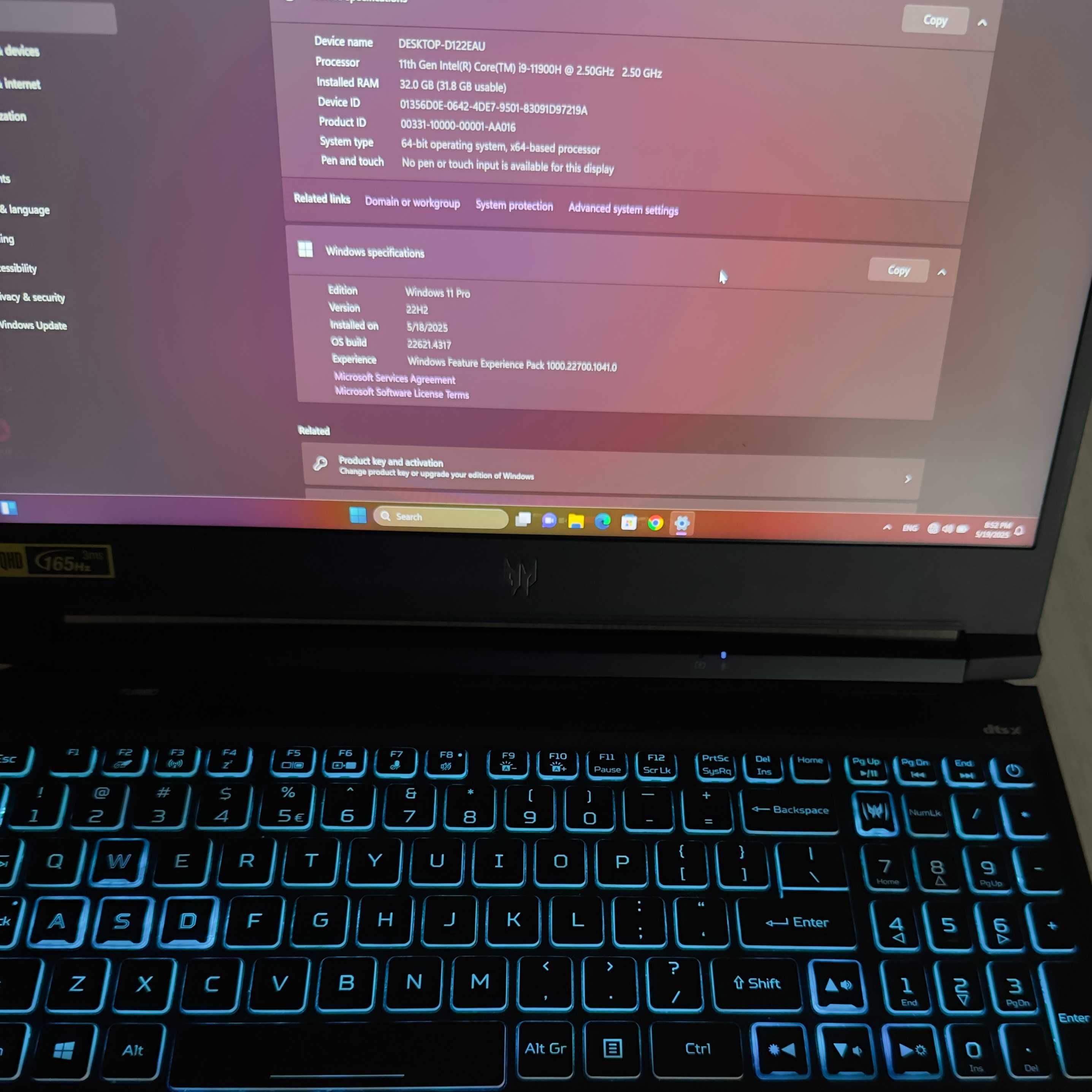Acer Predator Helios 300, 15.6 165Hz core i9-11900, 32gb/1 tb RTX 3060