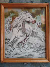 Гоблен - коне в река