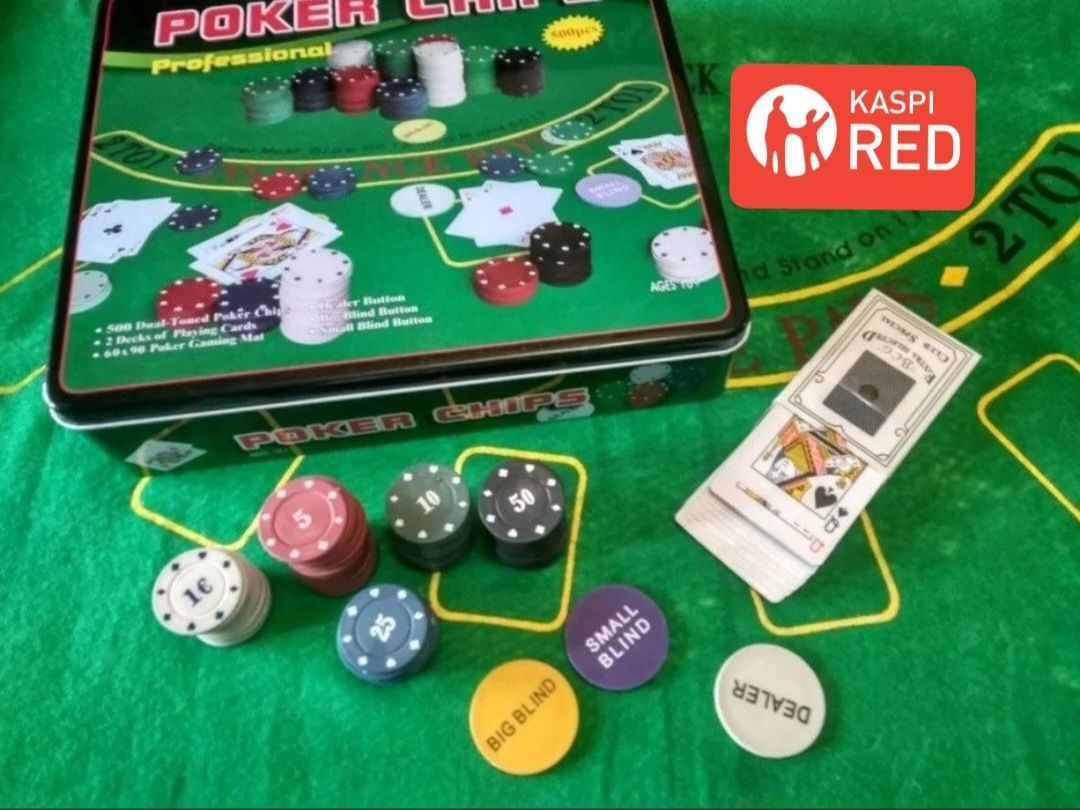 Набор для покера, Poker chips. Покер 500 фишки + 2 колоды карты. Poker