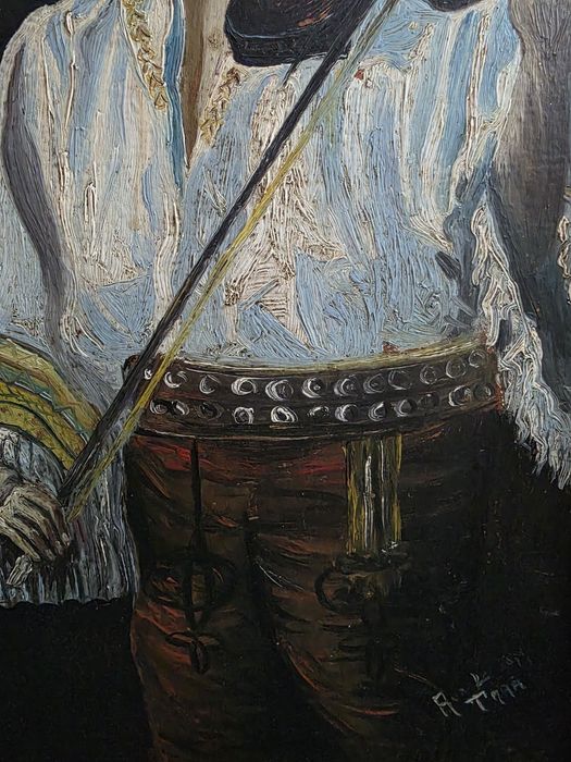 Tablou vechi "Haiduc cu Vioara", pictor Aurel Tara