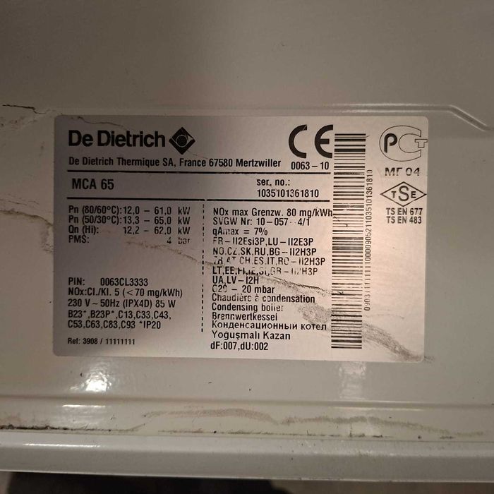 Centrala pe gaz,cu  condesatie De Dietrich, MCA 65 + Kit de evacuare