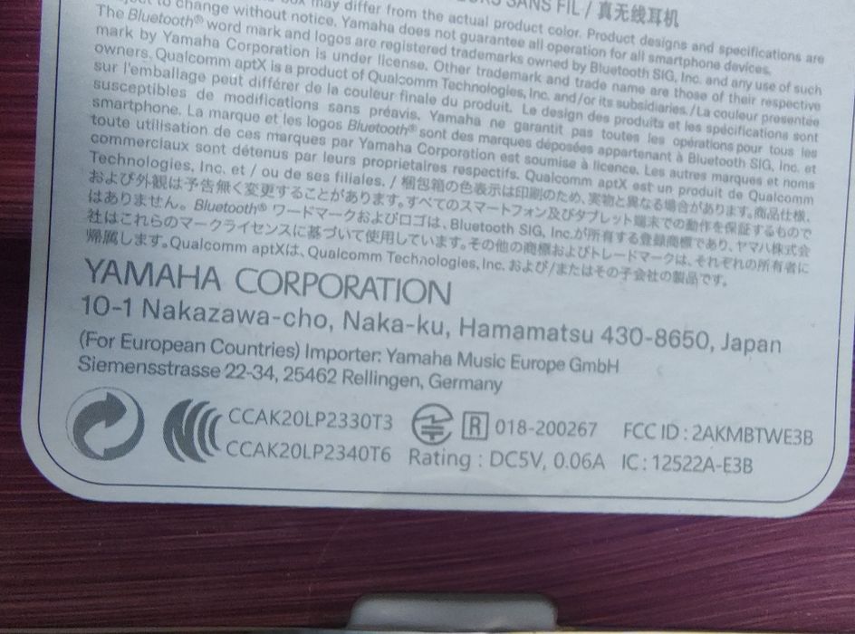 Căști wireless Yamaha TW-E3B