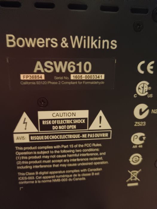 Subwoofer activ 200w Rms Bowers & Wilkins ASW610