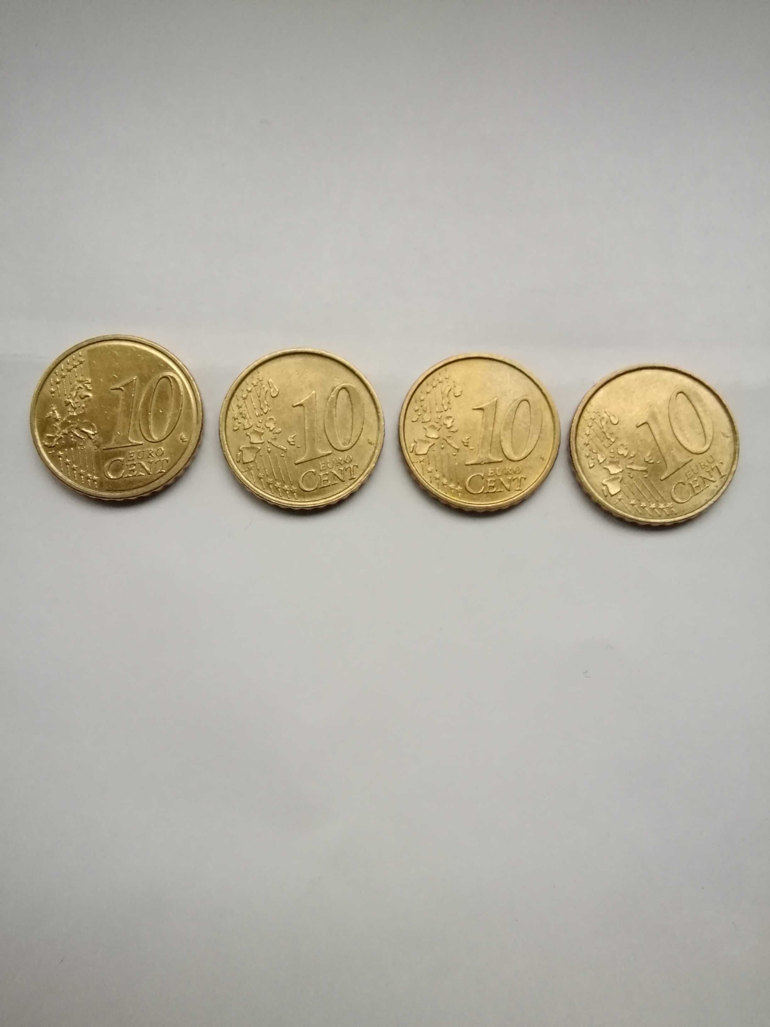 4 Monede 10 euro centi (2001 Franta+2 din 2002 Italia+ 2007 Franta).