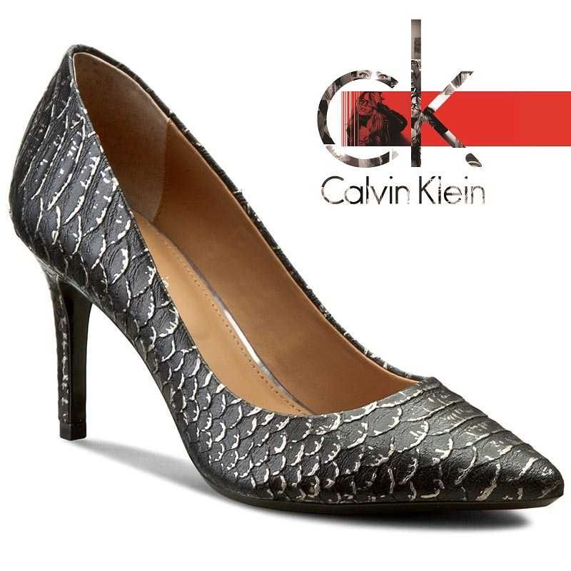 %ПРОМО% CALVIN KLEIN № 39 – Дамски сандали с шагрен от ест. кожа нови