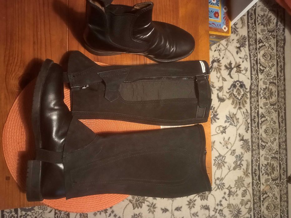 Комплект мъжки италиански ботуши Daslo + велур чапси за езда, №43