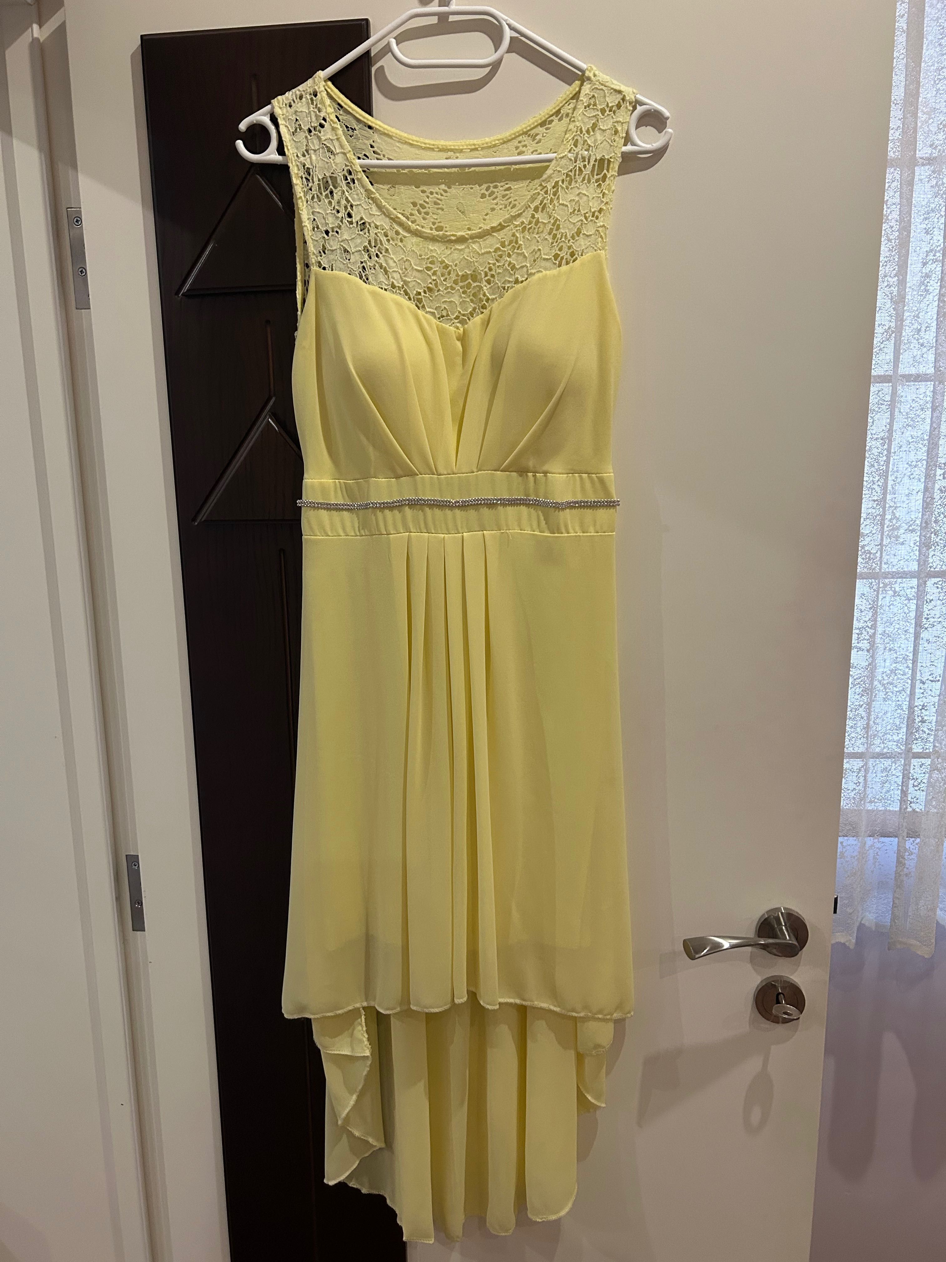 Дамска официална жълта рокля
