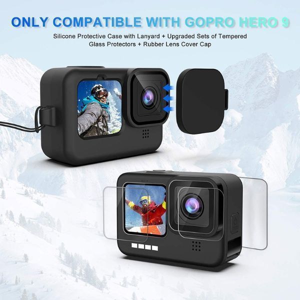 Комплект калъф и стъклен протектор GARV за GoPro Hero 9/10/11/12 Black