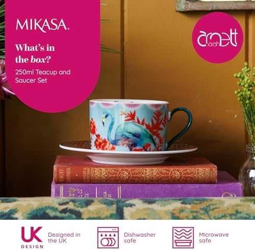 Нов Подаръчен комплект Mikasa x Sarah Arnett - чаша и чинийка 250мл