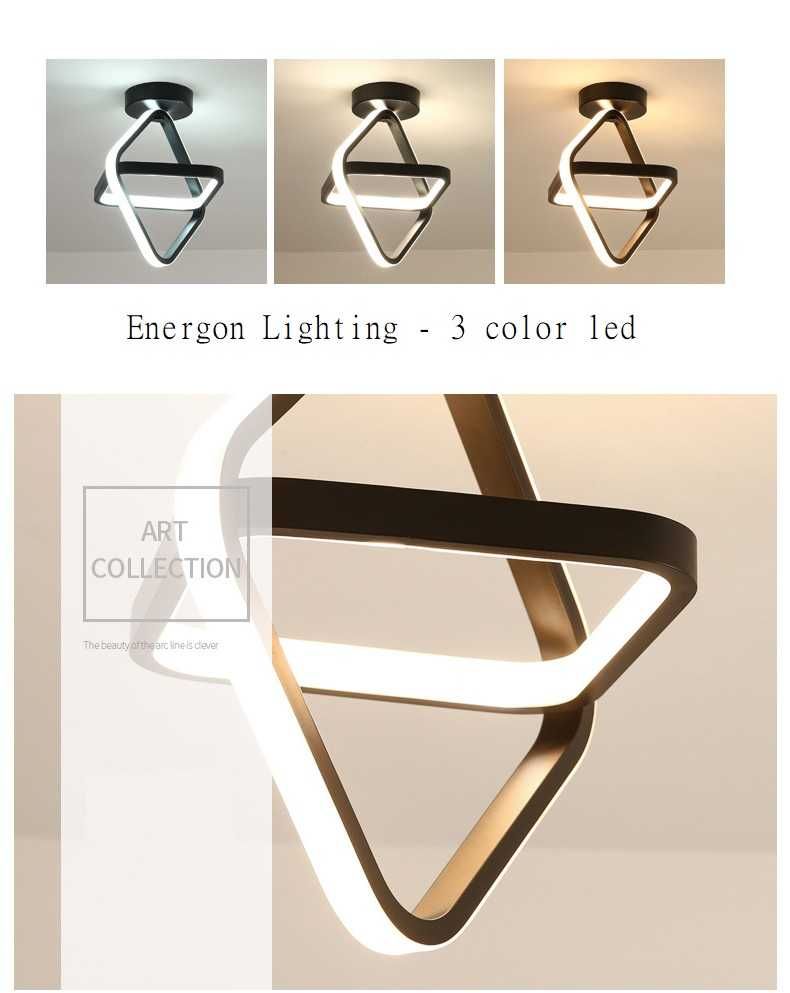 Луксозна LED лампа висок клас плафон димируема три цвята за коридор