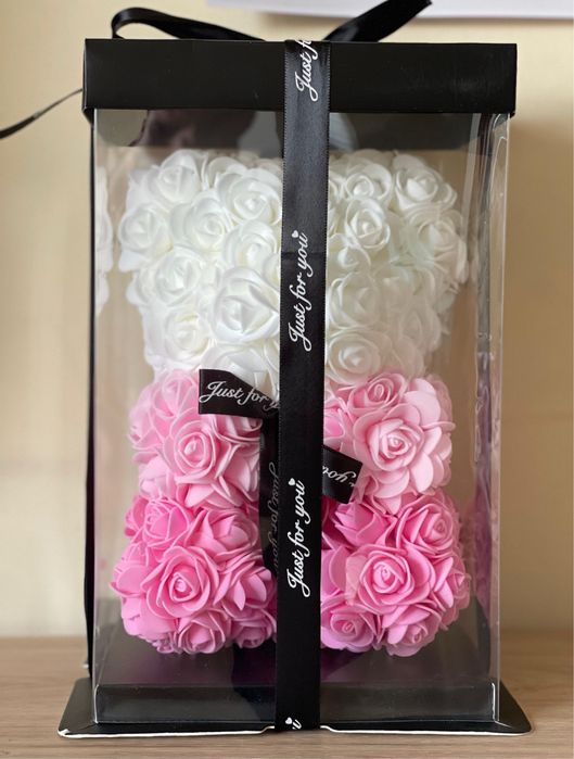 Ursuleț 25 cm din trandafiri de săpun, cadou ideal, culori diverse