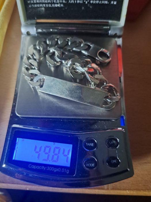 Bratara argint masiv cuban cu placuta