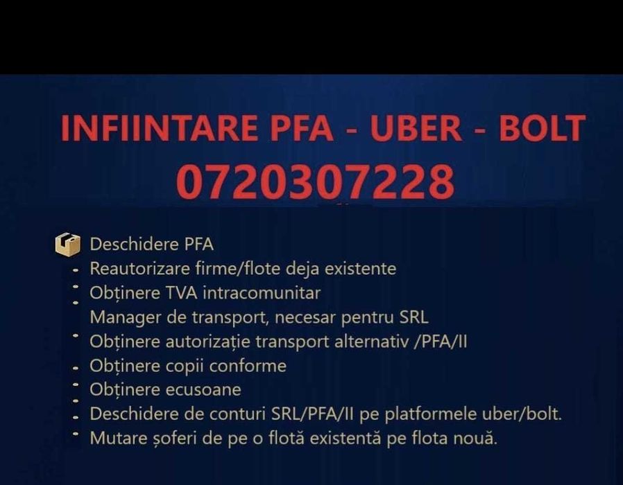 Deschidere PFA - Contabilitate - Uber/Bolt