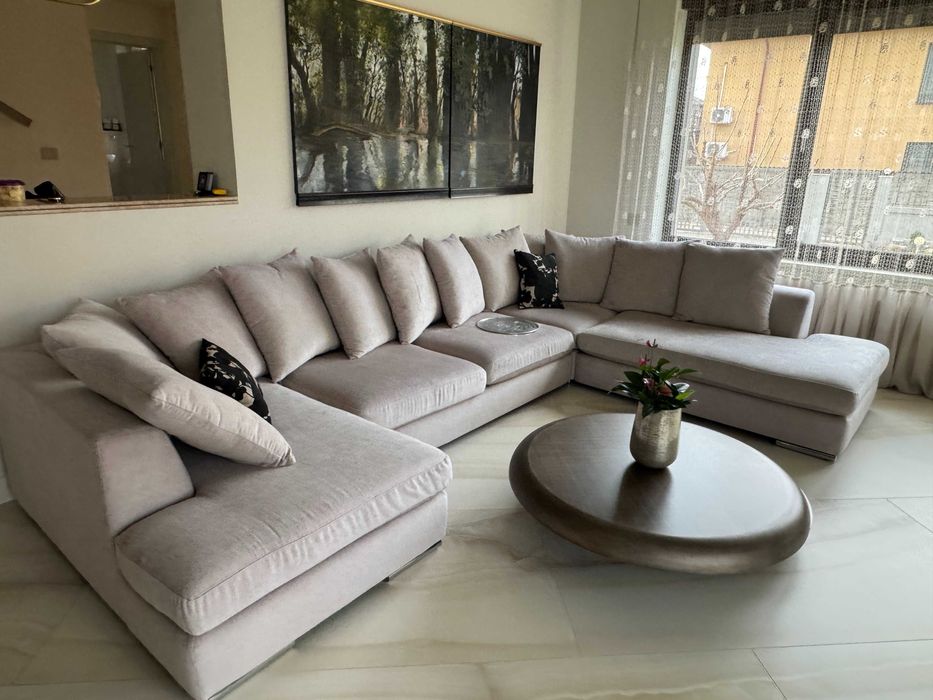 Canapea de colt materil textil, import Italia, stare excelenta
