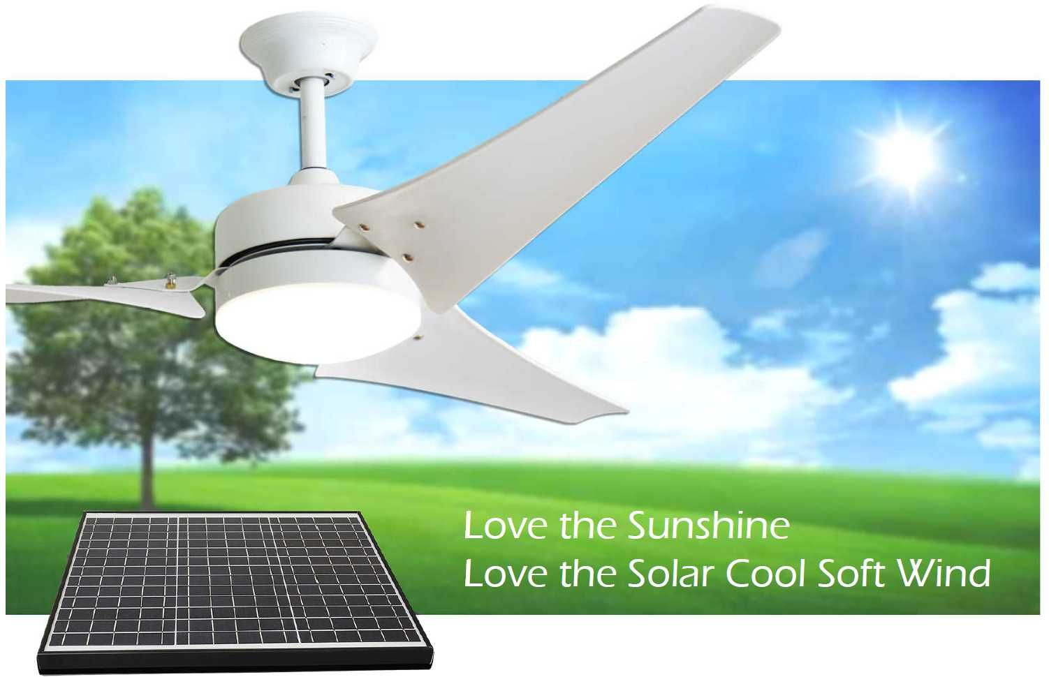 Ventilator de tavan cu aplica led si panou solar total ecologic, 40w