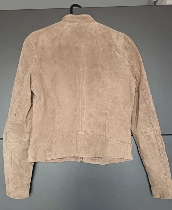 Дамско яке естествена кожа рaзмер М Vero Moda кожено яке бежово