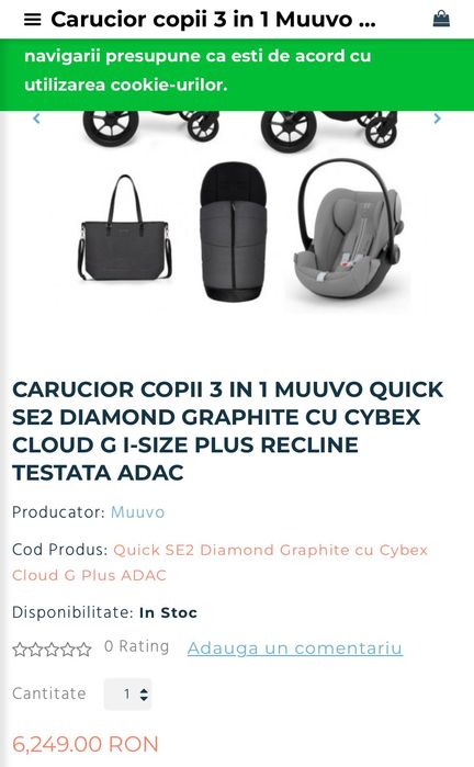 Carucior 3 in 1 Muuvo Quick SE 2( scoica Cybex Cloud G) - in Garantie