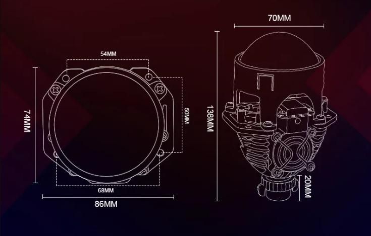 Лед лупи 2.5 inch - Bi LED лещи за фарове Проектор Лещи Hi/Lo Beam Авт