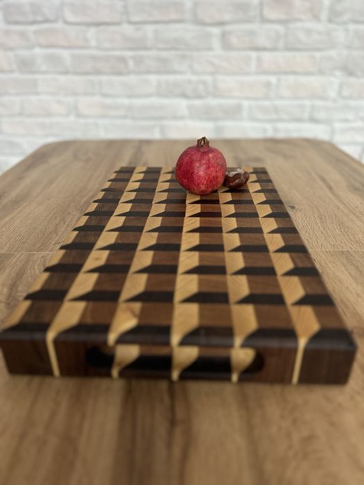 Енд грейн (End grain) дъска за рязане и сервиране "Шоколад"