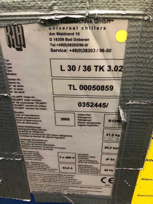 Sistem laser industrial TRUMPF L3030  – mașină + sursă + chiller