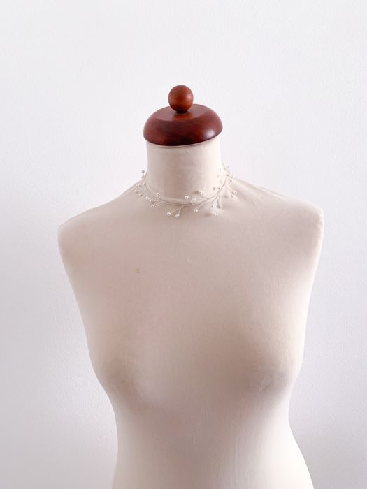 Accesoriu mireasa cu perle, realizat manual, pentru par, gat sau talie