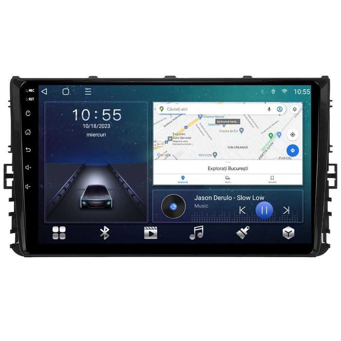 Navigatie Android 14 VW Polo VI T-Roc T-Cros 2017 Waze YouTube CarPlay