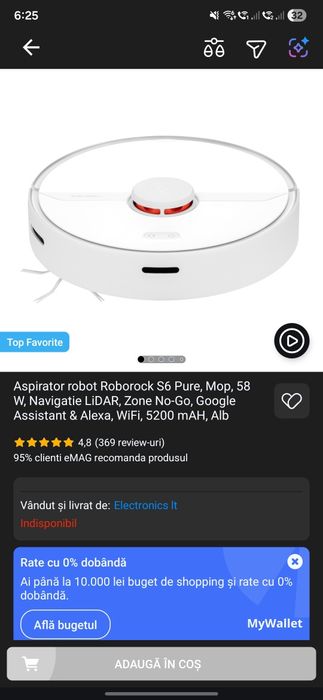 Vand Aspirator robot Roborock S6 Pure