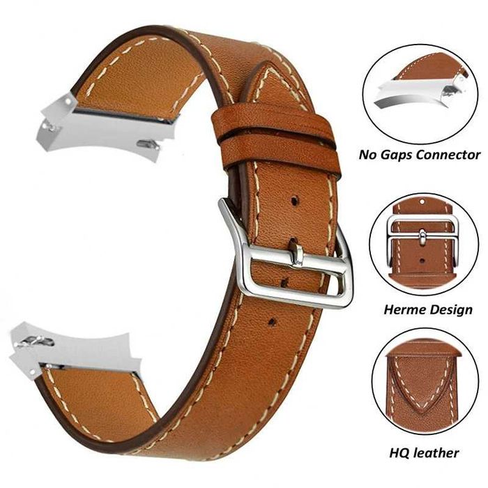 Curea piele 20mm no gap pentru ceas Samsung Watch 4 / 5 / 6