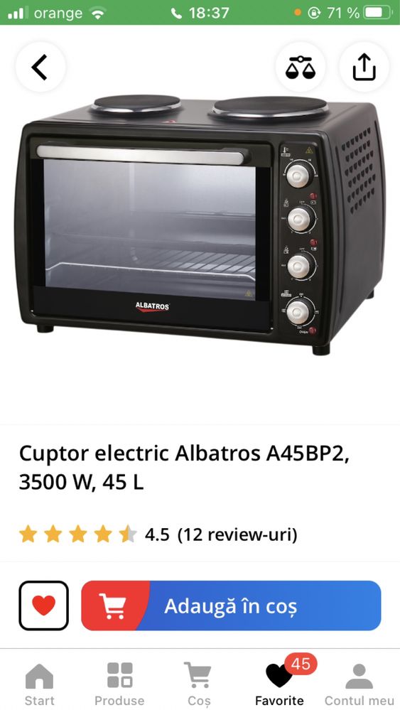 Cuptor electric Albatros cu plite