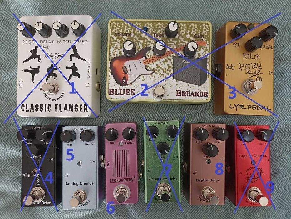 Педали эффектов для электрогитар: хорус, дилей, ревербератор