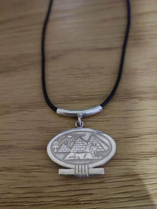 Colier egiptean argint 925 piramide Giza și Sfinx – model clasic