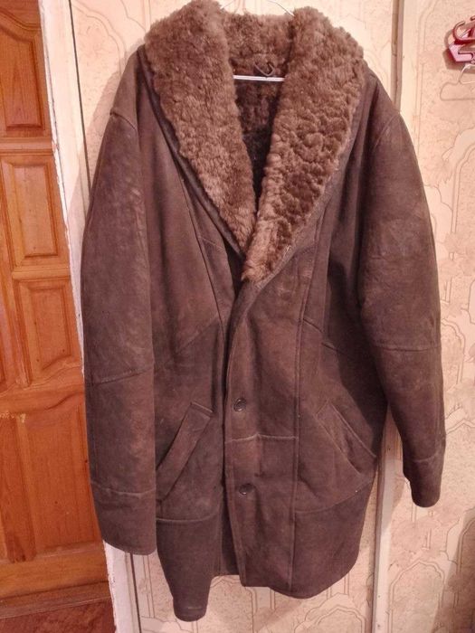 Дубленка мужская коричневая натуральный мех
