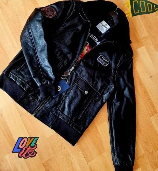 Geaca Aeronautica Militare (tip aviator),piele naturala 100%