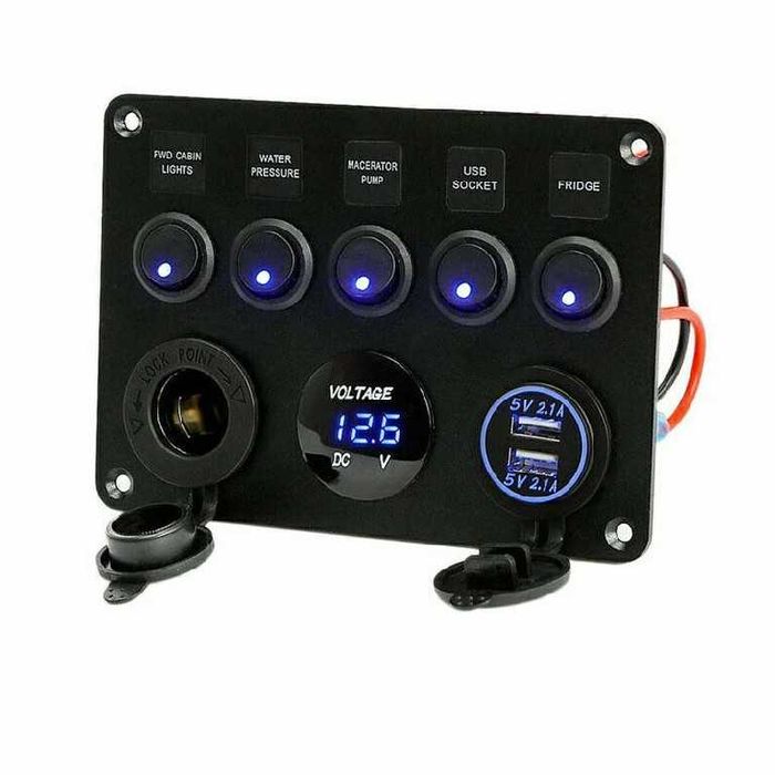 PANOU kit 5 butoane on off AUTO voltmetru incarcator PRIZA AUTO 12V 24