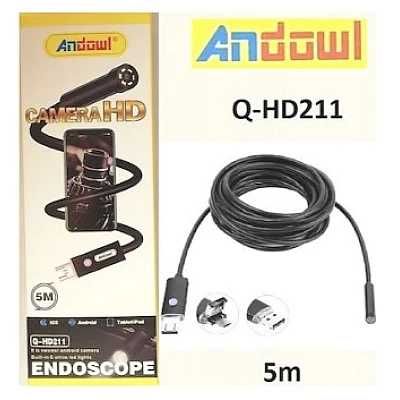 Camera endoscopica HD cablu 5 m, senzor de 2MP, Certificata IP67