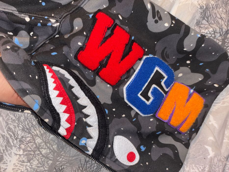 BAPE Glow in the dark Space camo shark full zip hoodie A Bathing Ape