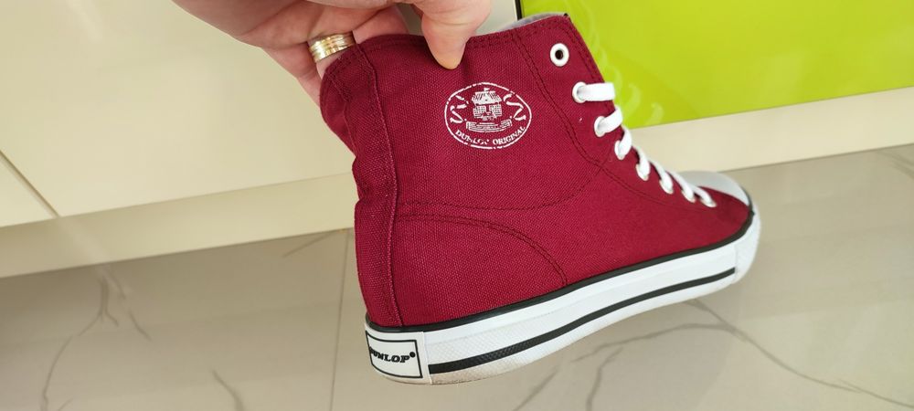 Teniși Trainers Dunlop hi top, tip Converse, Burgundy, 43