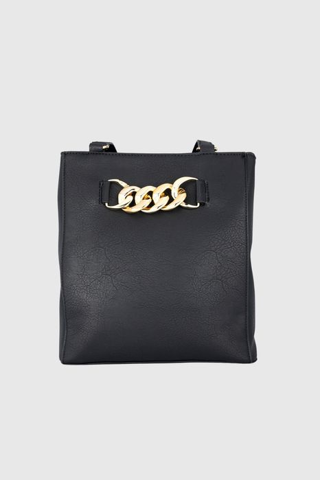 НОВО! ЛИКВИДАЦИЯ! Голяма чанта със златиста катарама в черно