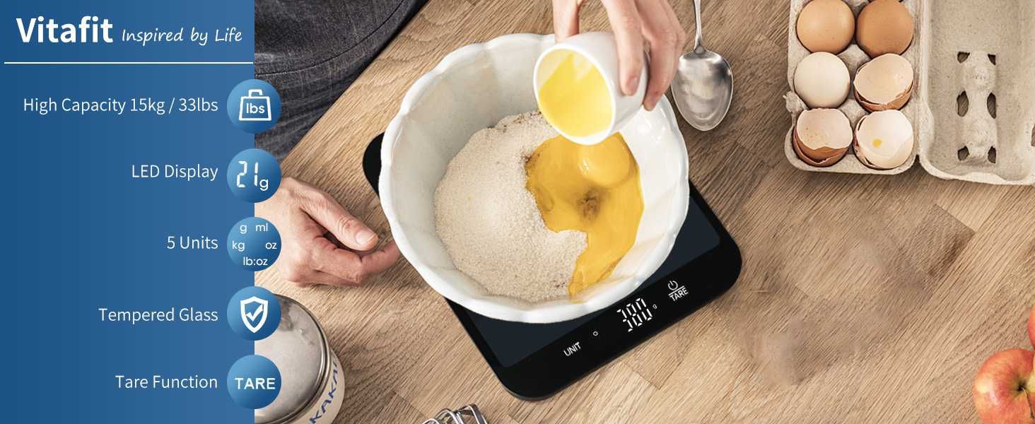 Цифрови кухненски везни Vitafit 15 кг