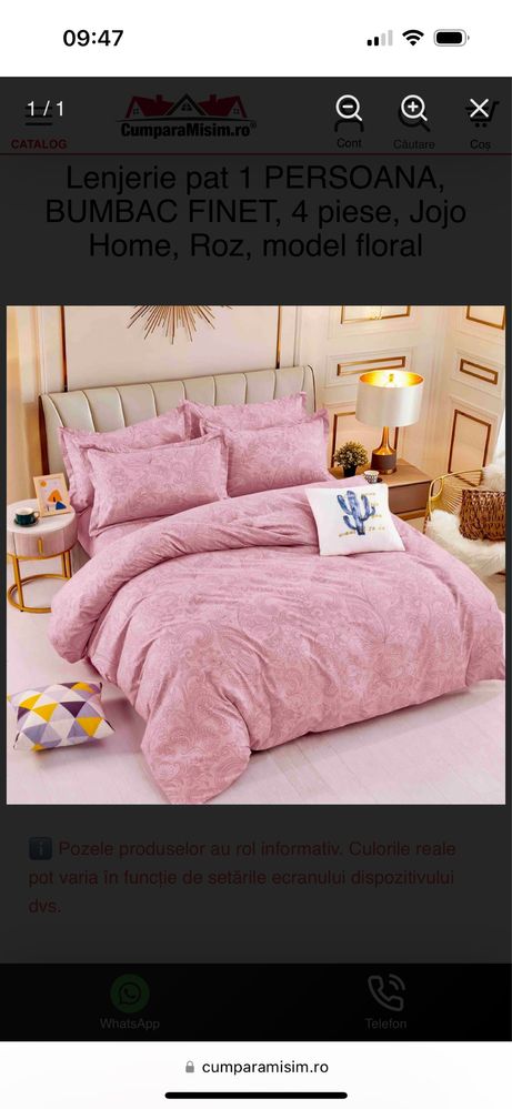 Lenjerie de pat noua culoare roz
